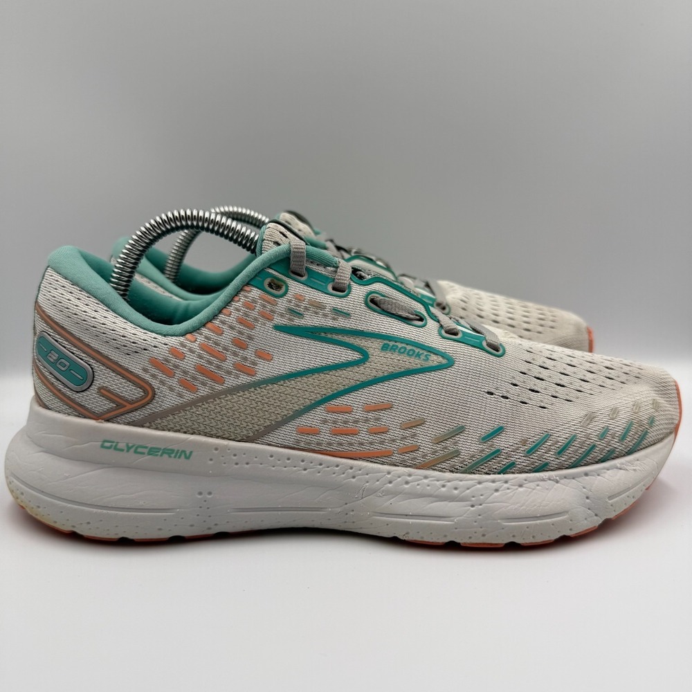 Brooks Glycerin 20 Womens Size 10 Gray Blue White Walking Running Shoes Sneakers